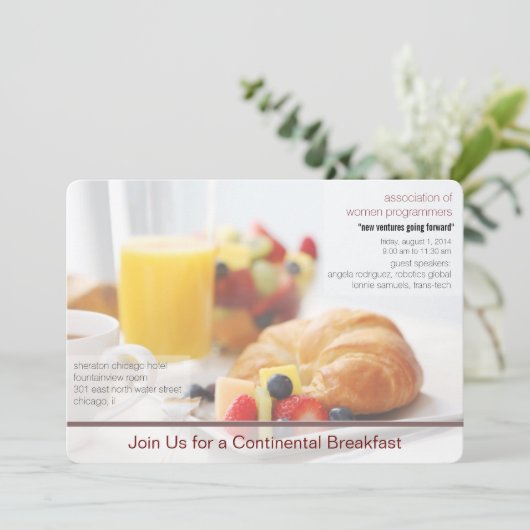 uitnodiging voor bijeenkomst continentale ontbijt (Staand voorkant)