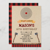 Uitnodiging voor bijl werpen feestje (Voorkant / Achterkant)