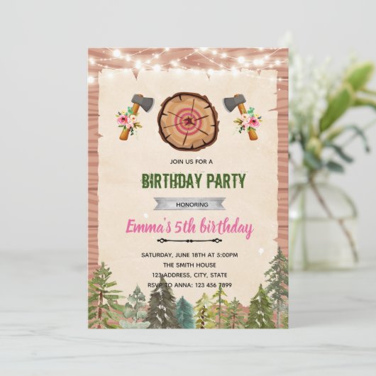 Uitnodiging voor bijlwerpfeest (Staand voorkant)