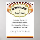 Uitnodiging voor Biker Memorial Ride met zonnestra Poster (Voorkant)