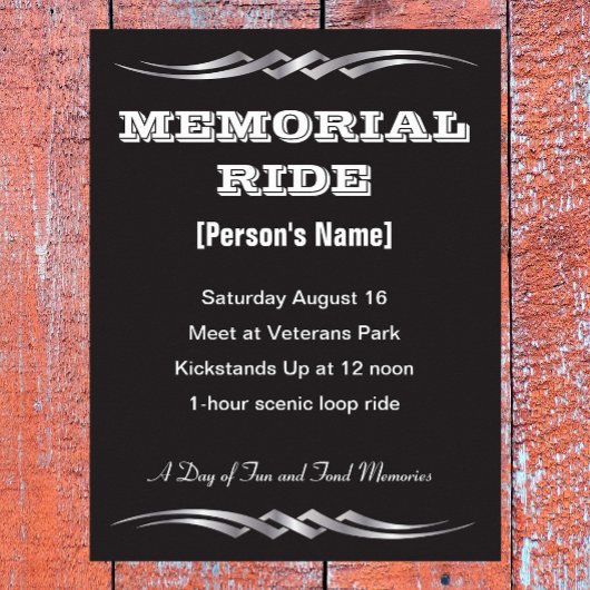 Uitnodiging voor Biker Memorial Ride  Poster