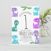 Uitnodiging voor Birthday Bright Dinosaurs (Staand voorkant)