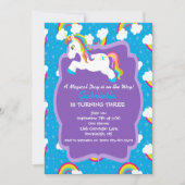 Uitnodiging voor Birthday Bright Rainbow Unicorn (Voorkant)