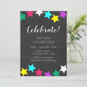 Uitnodiging voor Birthday Bright Stars (Staand voorkant)