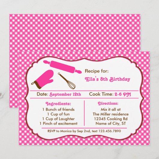 Uitnodiging voor Birthday-feest (Voorkant / Achterkant)