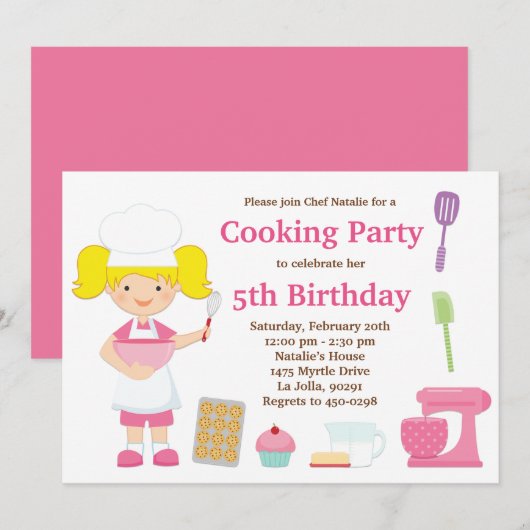 Uitnodiging voor Birthday-feest (Voorkant / Achterkant)