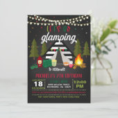 Uitnodiging voor Birthday Glamping - Kerstmis (Staand voorkant)