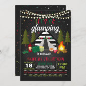 Uitnodiging voor Birthday Glamping - Kerstmis (Voorkant / Achterkant)
