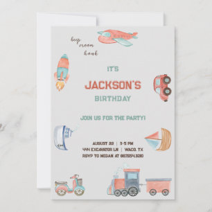 Uitnodiging voor birthday-transport boys