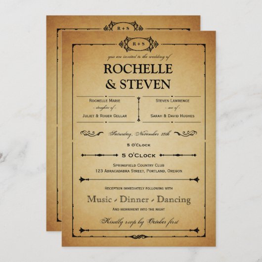 Uitnodiging voor bistro Wedding (Voorkant / Achterkant)