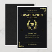 Uitnodiging voor Black and Gold Afstuderen (Voorkant / Achterkant)
