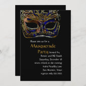 Uitnodiging voor Black and Gold Masquerade Party (Voorkant / Achterkant)