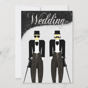 Uitnodiging voor Black and Silver Gay Wedding