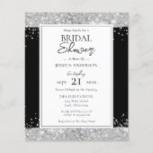 Uitnodiging voor Black and Silver Glitter Bridal S (Voorkant)