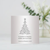 Uitnodiging voor Black and Silver Holiday Tree (Staand voorkant)