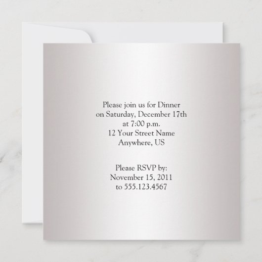 Uitnodiging voor Black and Silver Holiday Tree (Achterkant)