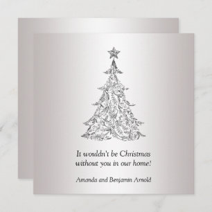 Uitnodiging voor Black and Silver Holiday Tree