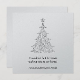Uitnodiging voor Black and Silver Holiday Tree