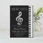 Uitnodiging voor Black and Silver Treble Cleft- ov (Staand voorkant)