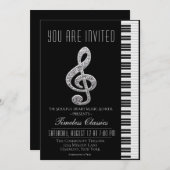 Uitnodiging voor Black and Silver Treble Cleft- ov (Voorkant / Achterkant)