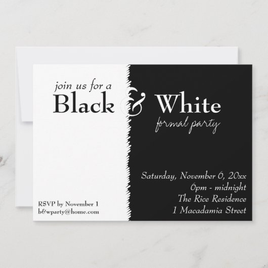 Uitnodiging voor Black and White 2 Theme Party (Voorkant)
