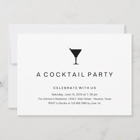 Uitnodiging voor Black and White Cocktail Party (Voorkant)