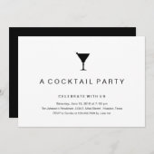 Uitnodiging voor Black and White Cocktail Party (Voorkant / Achterkant)