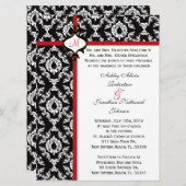 Uitnodiging voor Black and White Damask bruiloft (Voorkant / Achterkant)