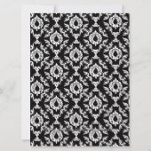 Uitnodiging voor Black and White Damask bruiloft (Achterkant)
