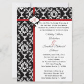 Uitnodiging voor Black and White Damask bruiloft (Voorkant)