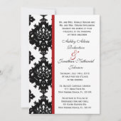 Uitnodiging voor Black and White Damask bruiloft (Voorkant)