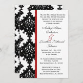 Uitnodiging voor Black and White Damask bruiloft (Voorkant / Achterkant)