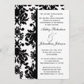 Uitnodiging voor Black and White Damask bruiloft (Voorkant / Achterkant)