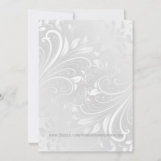 Uitnodiging voor Black and White Damask bruiloft (Achterkant)