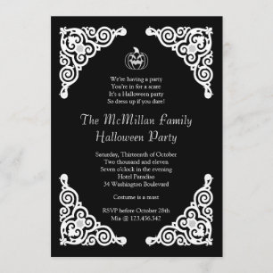 Uitnodiging voor Black and White Elegant Halloween