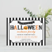 Uitnodiging voor Black and White Halloween Party (Staand voorkant)