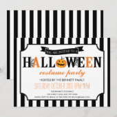 Uitnodiging voor Black and White Halloween Party (Voorkant / Achterkant)