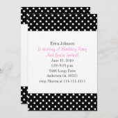 Uitnodiging voor Black and White Polka Dot Print P (Voorkant / Achterkant)