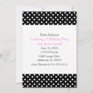 Uitnodiging voor Black and White Polka Dot Print P