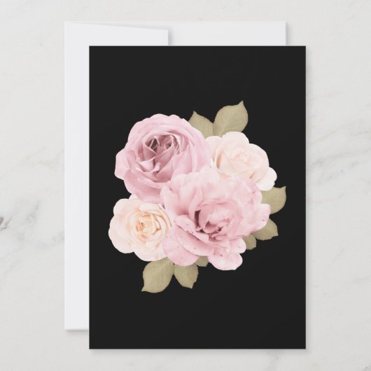 Uitnodiging voor Black Blush Roses Engagement Part (Achterkant)