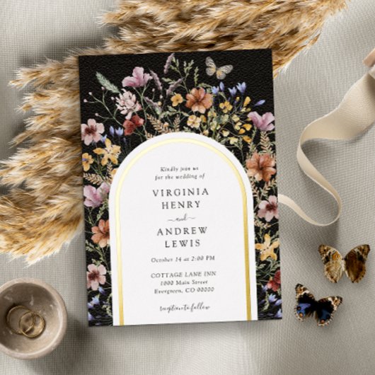 Uitnodiging voor Black Boho Arch Wedding