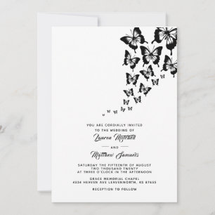 Uitnodiging voor Black Butterfly Wedding