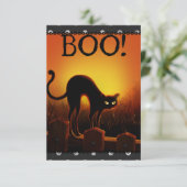 Uitnodiging voor Black Cat Halloween Party (Staand voorkant)