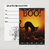 Uitnodiging voor Black Cat Halloween Party (Voorkant / Achterkant)