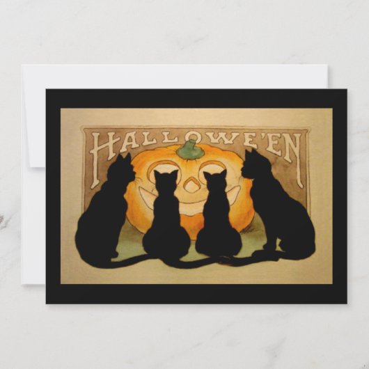 Uitnodiging voor Black Cat Halloween Party (Voorkant)