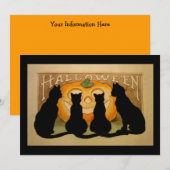 Uitnodiging voor Black Cat Halloween Party (Voorkant / Achterkant)
