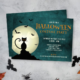 Uitnodiging voor Black Cat Halloween Party