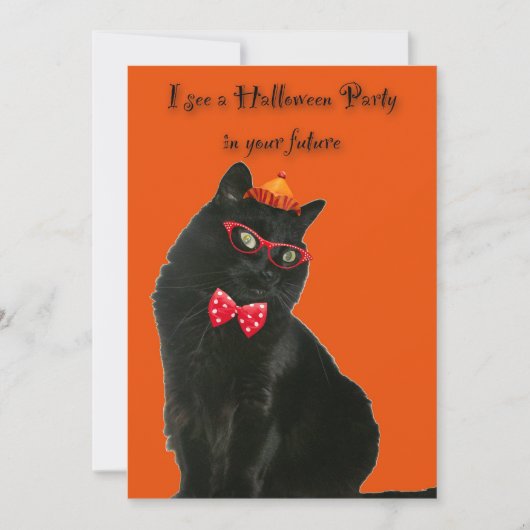 Uitnodiging voor Black Cat Halloween Party (Voorkant)