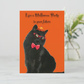 Uitnodiging voor Black Cat Halloween Party (Staand voorkant)