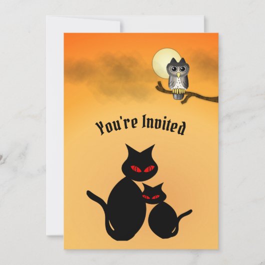 Uitnodiging voor Black Cat Halloween Party (Voorkant)